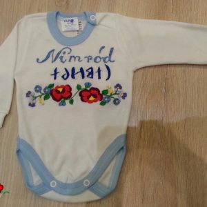 Hosszú ujjas BODY fiúknak - kézzel hímzett - színes kalocsai mintával - Nimi