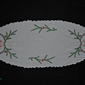Karácsonyi terítő futó kézi színes hímzéssel 85x35 cm
