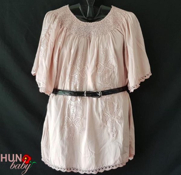 Hímzett blúz mályva selyem, buzsáki mintával