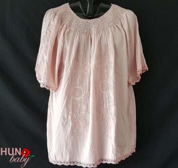 Hímzett blúz mályva selyem, buzsáki mintával