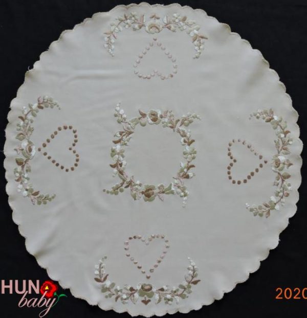 Hímzett terítő drapp kalocsai kör 55cm