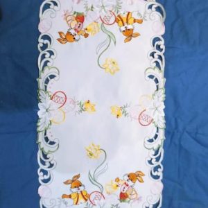 Húsvéti terítő gépi fehér nyuszis 85x35 cm