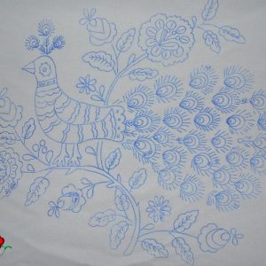 Párnahuzat előnyomott pávás 58x45cm