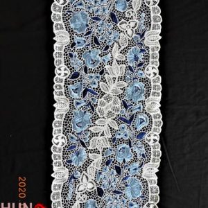 Riselt kalocsai terítő áttört kék 83x35 cm