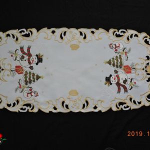 Karácsonyi terítő gépi fehér hóemberes 85x35 cm