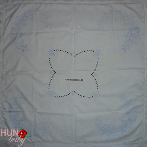 Előnyomott szegett fehér kalocsai 85x85 cm