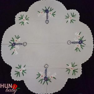 Karácsonyi terítő előnyomott szegett kör 85 cm